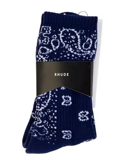 Pre-owned Rhude Long Socks In Blue