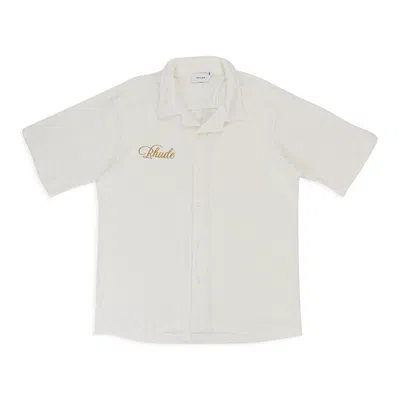 Rhude Loop Terry Creme Polo Shirt In Beige