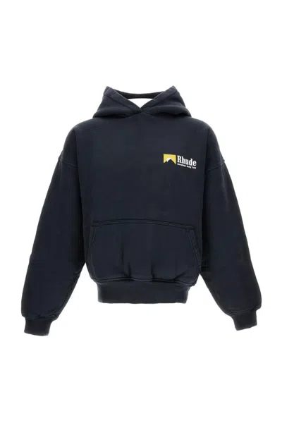 RHUDE LOOSE-FIT HOODED SWEATSHIRT WITH RIBBED CUFFS