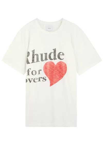 Rhude Men's Lovers Slub Tee In White