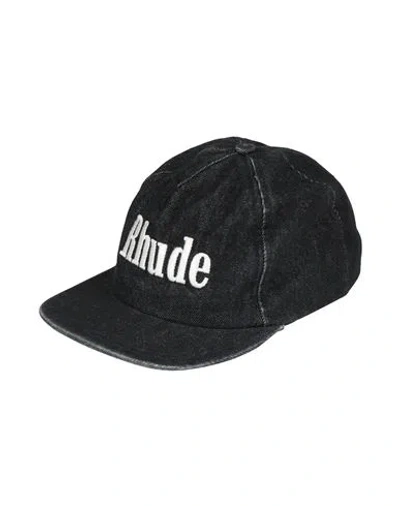 Rhude Man Hat Black Size Onesize Cotton, Polyester In Blue
