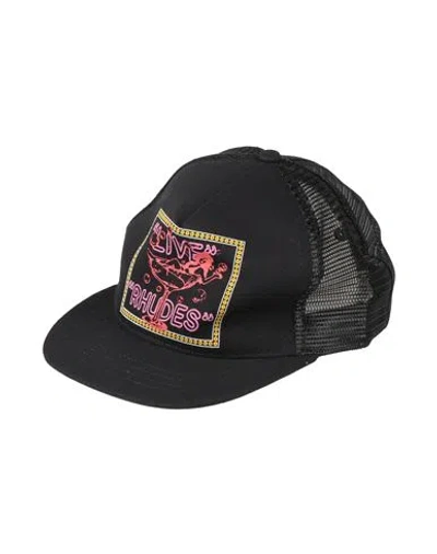 Rhude Man Hat Black Size Onesize Cotton, Polyester
