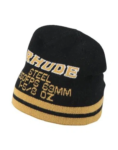 Rhude Man Hat Black Size Onesize Merino Wool, Cashmere