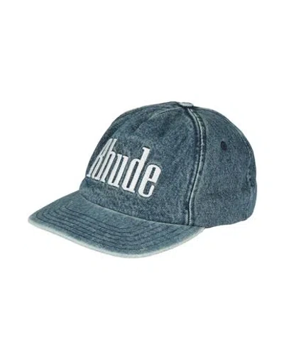 Rhude Man Hat Blue Size Onesize Cotton, Polyester