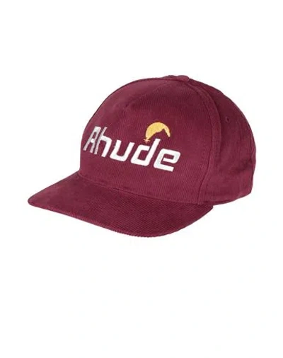 Rhude Man Hat Burgundy Size Onesize Cotton, Polyester In Red