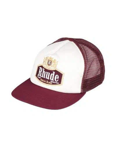 Rhude Man Hat Burgundy Size Onesize Polyester, Cotton In Red