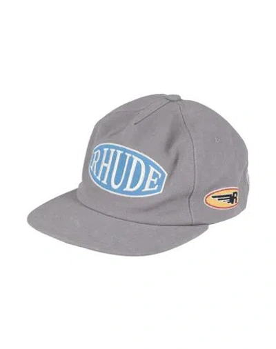 Rhude Man Hat Grey Size Onesize Cotton, Polyester In Gray