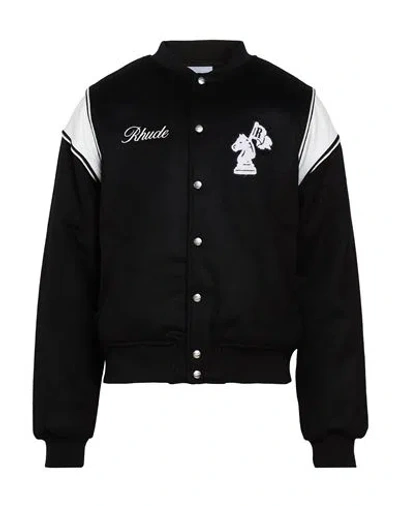 Rhude Man Jacket Black Size L Wool, Nylon