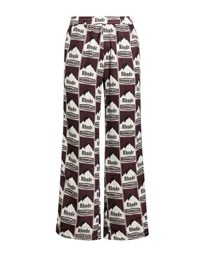 Rhude Man Pants Plum Size M Rayon, Polyester In Brown