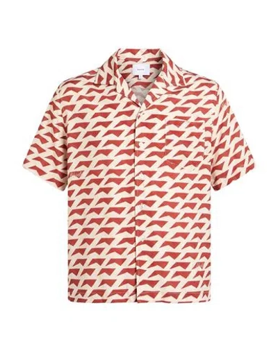 Rhude Man Shirt Beige Size M Silk In Red