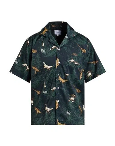Rhude Man Shirt Dark Green Size L Polyester In Multi
