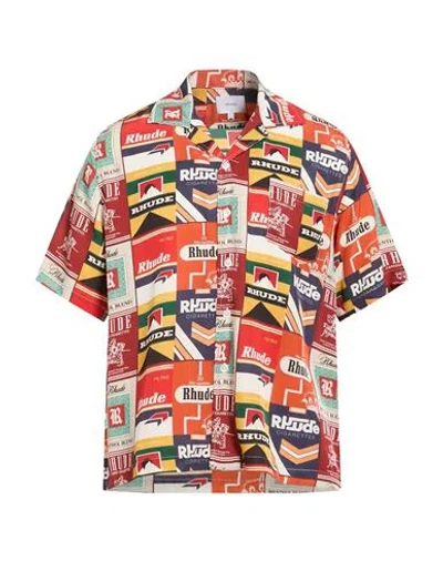 Rhude Man Shirt Red Size M Silk