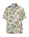 Rhude Man Shirt Taupe Size L Silk In Grey