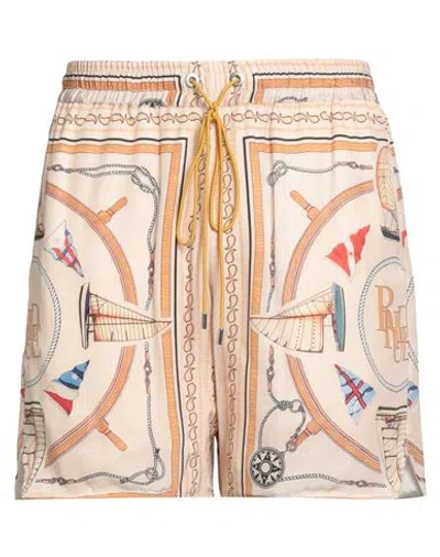 Rhude Man Shorts & Bermuda Shorts Beige Size L Silk In Multi