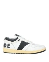 Rhude Rhecess Colour-block Distressed Leather Sneakers In White