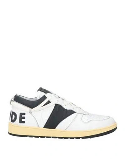 RHUDE RHUDE MAN SNEAKERS WHITE SIZE 11 LEATHER, TEXTILE FIBERS