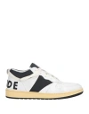 Rhude Rhecess Colour-block Distressed Leather Sneakers In White