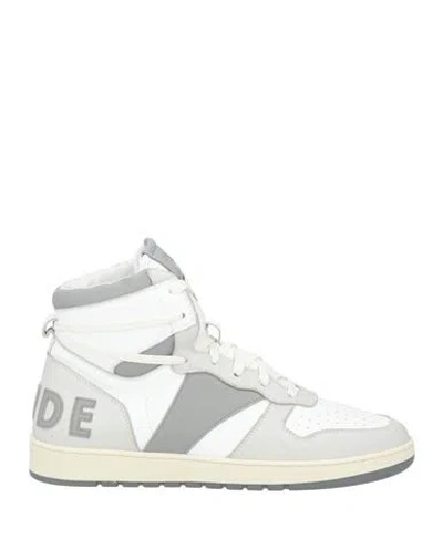 Rhude Man Sneakers White Size 9 Leather, Textile Fibers In Gray