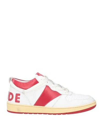 Rhude Man Sneakers White Size 9 Leather, Textile Fibers In Red