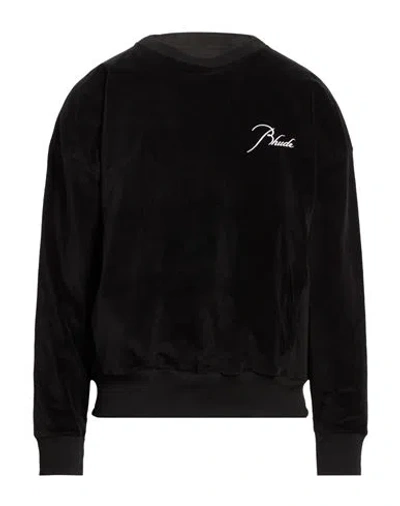 Rhude Man Sweatshirt Black Size L Cotton, Elastane