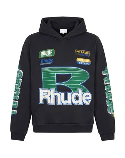 Rhude Man Sweatshirt Midnight Blue Size S Cotton In Black