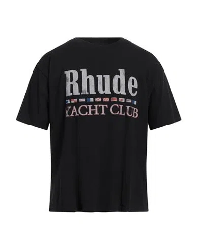 Rhude Man T-shirt Black Size Xxl Cotton In Vintage Black