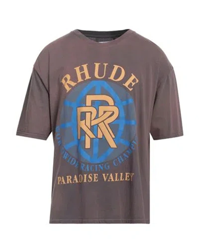 Rhude Man T-shirt Dove Grey Size L Cotton