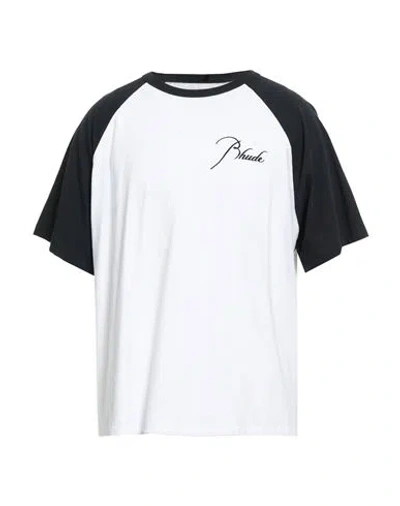 Rhude Man T-shirt White Size Xl Cotton In Black