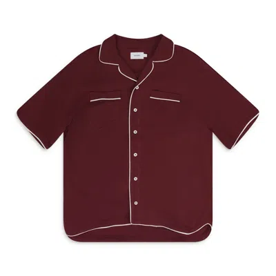 Rhude Piping-detail Short-sleeve Shirt In Burgundy