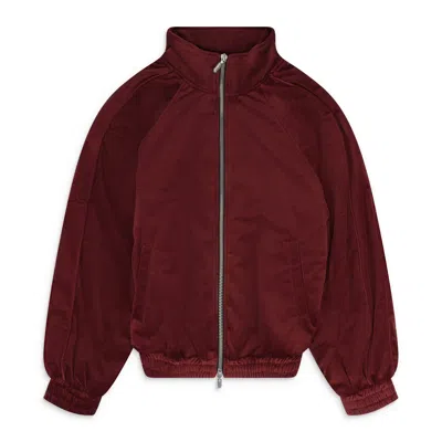 Rhude Zip-up Velvet Track Jacket In Burgundy