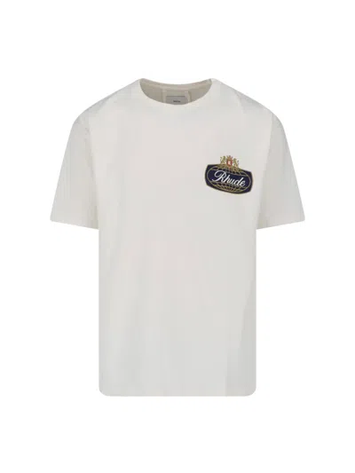 Rhude Men's 100% Cotton Crewneck T-shirt In White