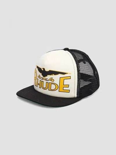 Rhude Men's 4x4 Spirit Trucker Hat In Black White Yellow