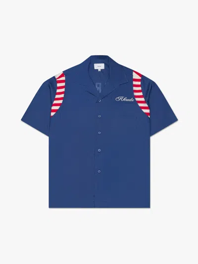 Rhude Man Shirt Navy Size Xl Cotton In Blue