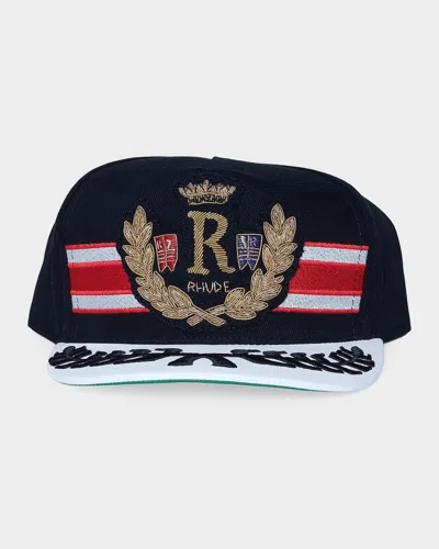 Rhude Men & Apos;s Captain S Crest Trucker Hat In Black / Red / White