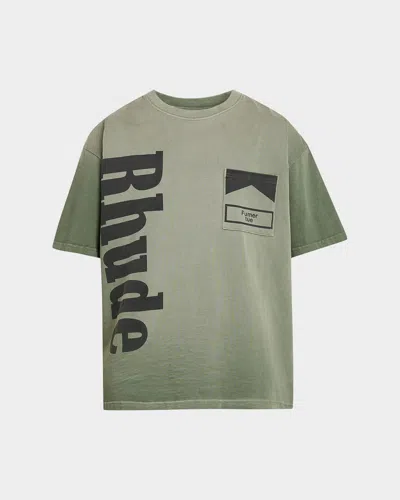 Rhude Men & Apos;s Cotton Logo Pocket T-shirt In Green