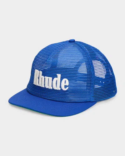 Rhude Men & Apos;s Mesh Logo Baseball Cap In Blue White