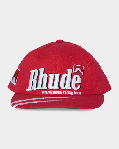 Rhude Men & Apos;s Moonlight Dual Striped Cotton Cap In Red White