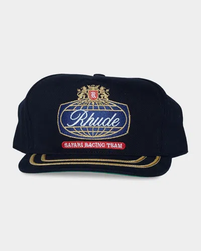 Rhude Men & Apos;s Safari Crest Logo-embroidered Baseball Cap In Black Navy