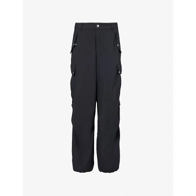 Rhude Mens Black Seer Relaxed-fit Wide-leg Woven Trousers