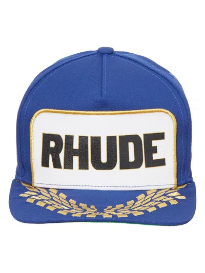 Rhude Formula Embroidered Baseball Cap In Blue