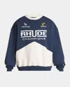 Rhude Men's Champions Colorblock Sweatshirt In Navyvtg White
