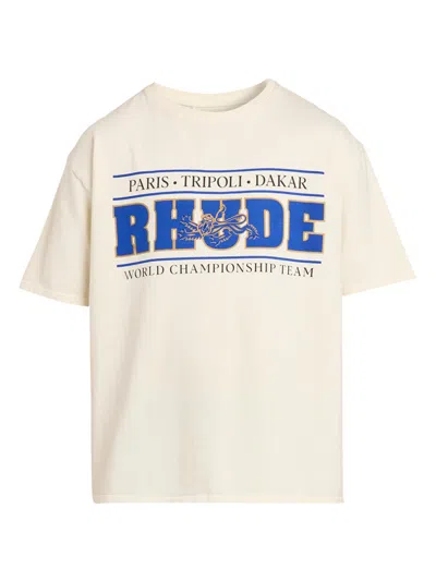 Rhude Chrono Crewneck Graphic Short Sleeve Shirt In Yellow