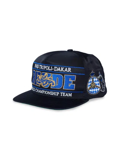 Rhude Men's Chrono Logo-embroidered Trucker Hat In Blue
