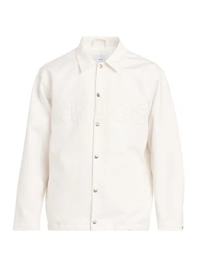Rhude Men's Coaches Logo Cotton Jacket In White