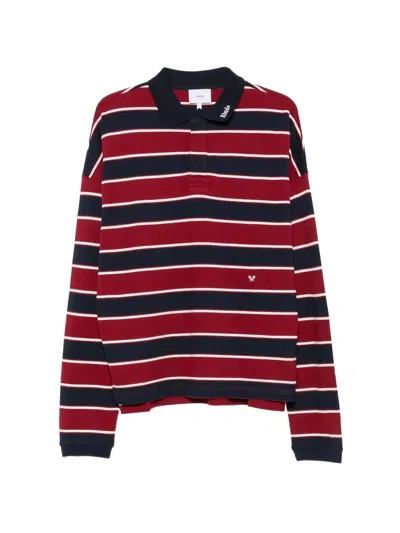 Rhude Men's Cotton Polo With Embroidered Logo To The Collar In Rosso