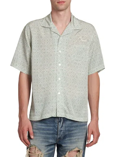 Rhude Cravat Shirt In Teal And Ivory