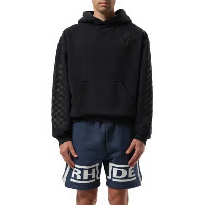 Rhude Men's Cross Logo Hoodie In Vintage Black