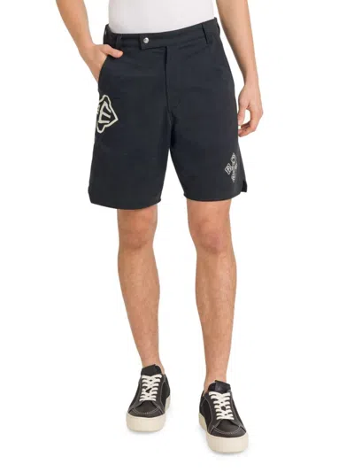 Rhude Men's Cross Logo Twill Shorts In Black