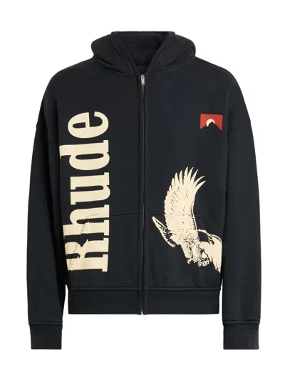 Rhude Eagle Pass Zip-up Hoodie In Blue