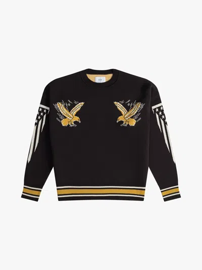 Rhude Men's Eagle Souvenir Knit Crewneck In Black